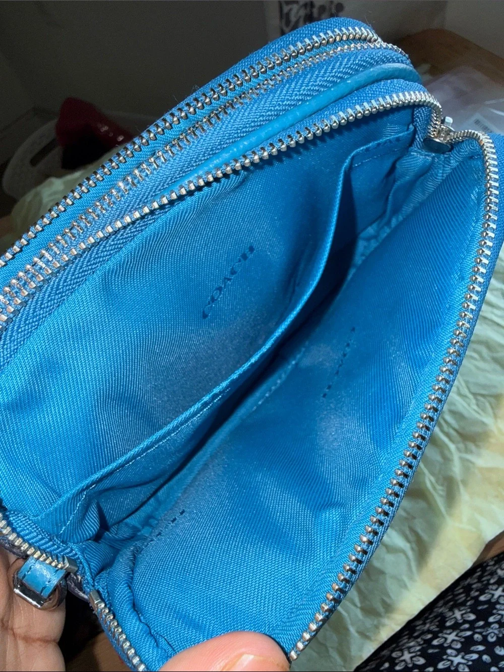 Coach Pebbled Leather Crossbody in Bright Blue